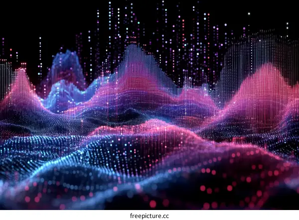 Abstract Digital Landscape of Data Points