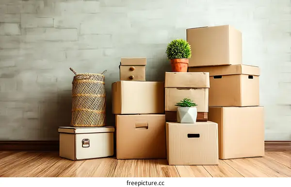 Moving Day Cardboard Boxes and Storage