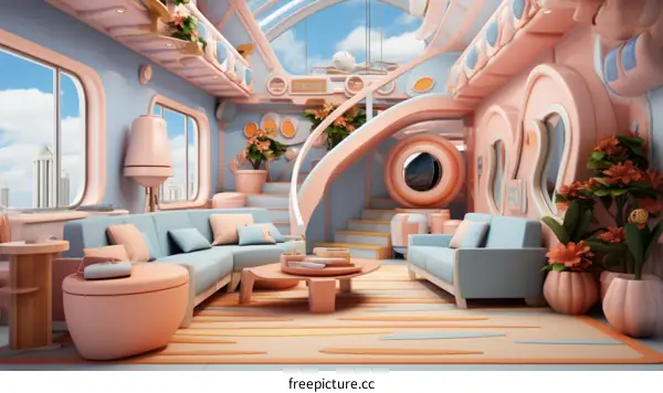 Spacious Living Room With Large Window and Beige Sofa