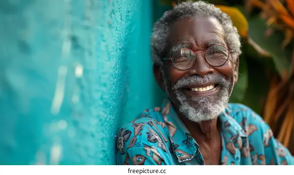 Smiling Senior Black Man Portrait Outdoors