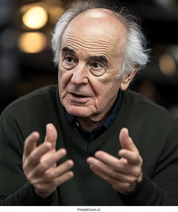 Portrait of a Senior Man Talking With Gestures