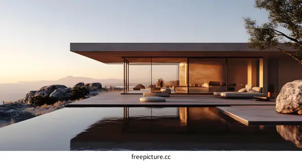 Modern House with Infinity Pool and Mountain View