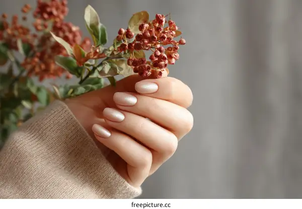 Beautiful Autumnal Nails with Dried Flowers