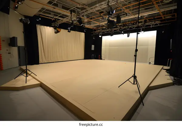 Empty Stage With Lighting Equipment