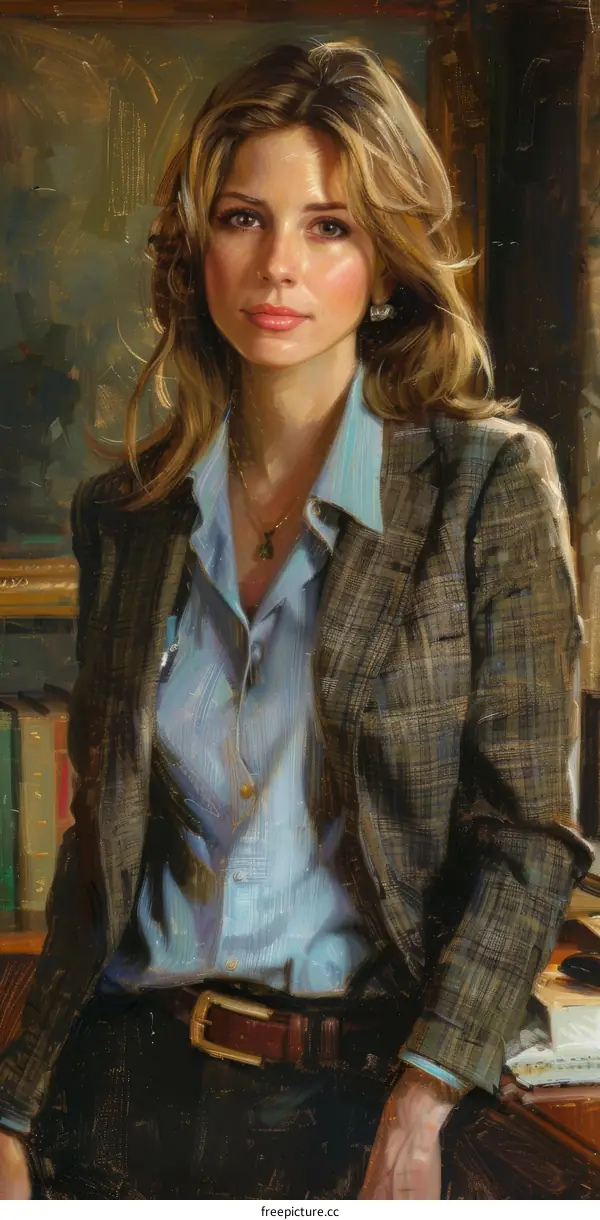 Portrait of a Confident Woman in a Study