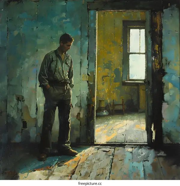 Man Standing in a Room with Open Doorway