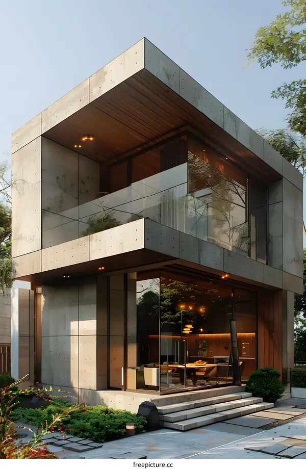 Modern house with exposed concrete and wood