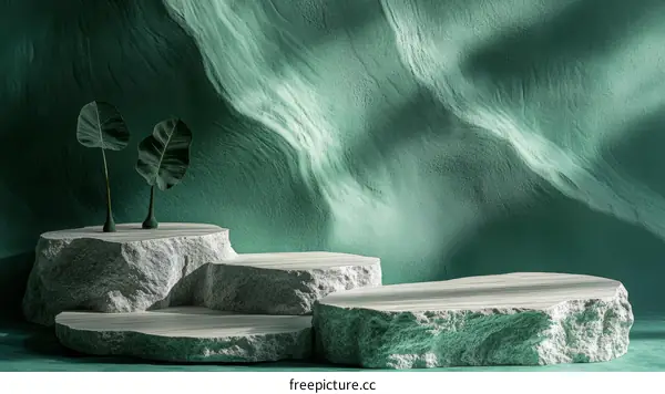 Emerald Green Display Podium with Natural Stone