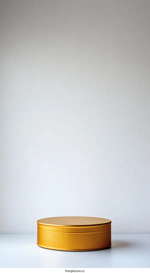 Gold Cylinder Podium on White Background