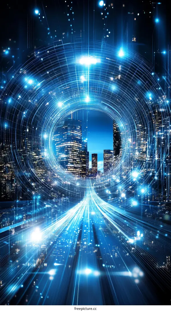 Digital Cityscape Futuristic Pathway