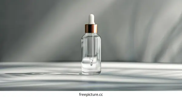 Dropper Bottle with Clear Glass on White Background