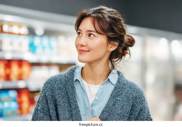 Woman Shopping in a Grocery Store