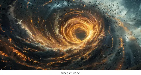 Fiery Vortex: Smoke and Flame Swirling
