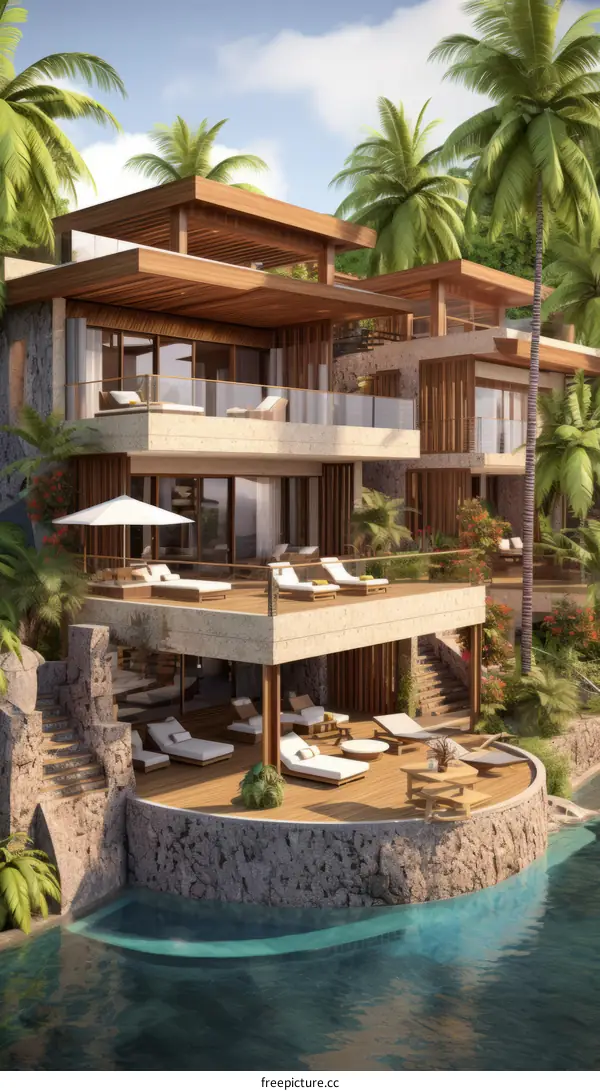 A stunning modern villa with a pool and amazing sea views