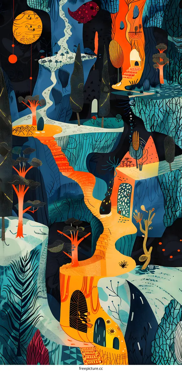 Abstract Art Illustration With Vivid Colors And Geometric Shapes