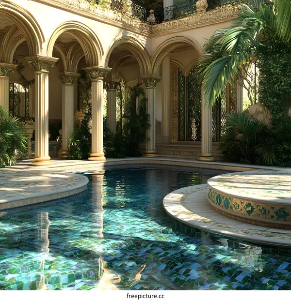 Luxury Courtyard with Swimming Pool and Archways