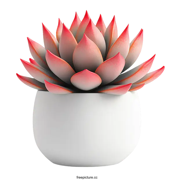 [Transparent Background PNG]3D Rendered Succulent Plant in a White Pot