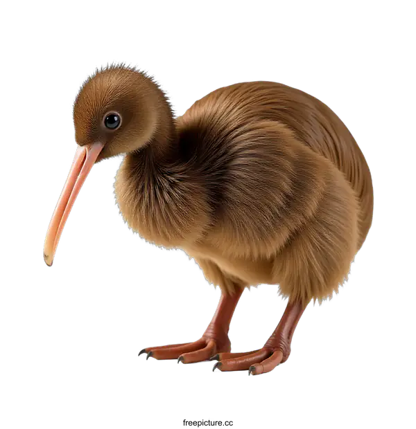 [Transparent Background PNG]Baby Kiwi Bird Portrait on transparent background