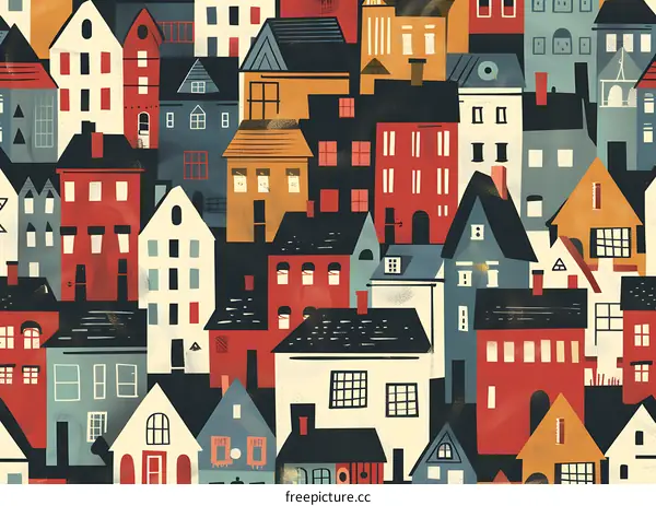 Colorful Cityscape with a Geometric Design