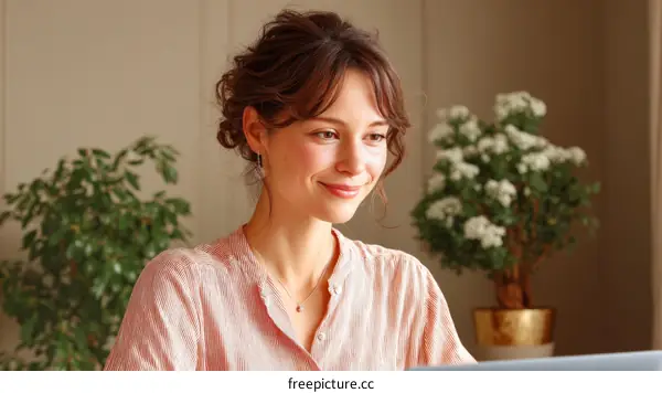 Woman Working from Home Relaxed Portrait
