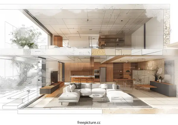 Modern House Interior Design Sketch