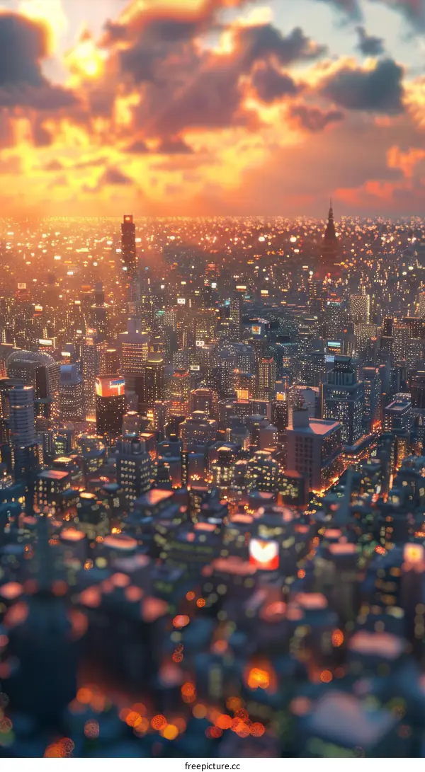 Sunset Cityscape Digital Illustration