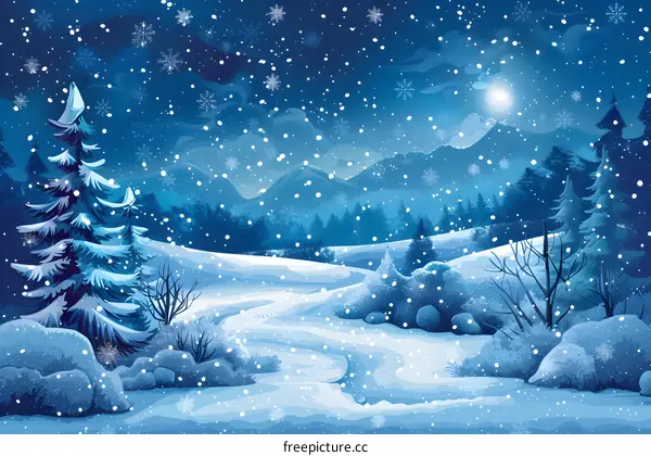 A Snowy Scene in Winter