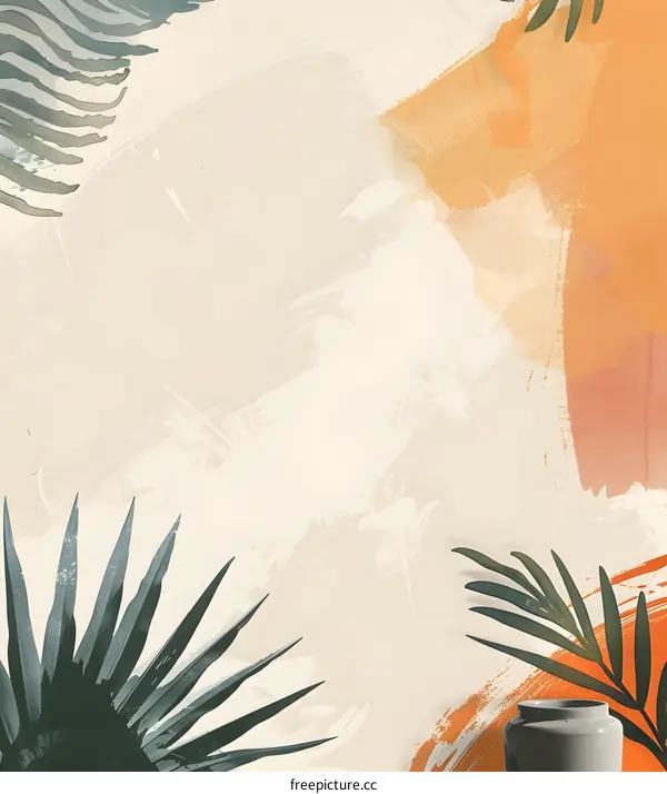 Abstract Tropical Leaf Watercolor Background