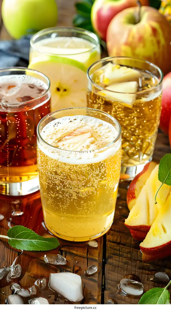 Refreshing Apple Cider Drinks with Ice Cubes