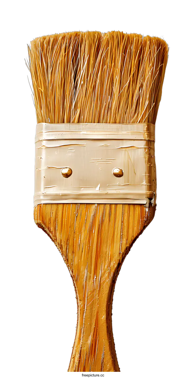 [Transparent Background PNG]Close-up of a paintbrush with gold bristles