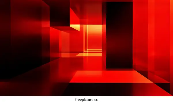 Abstract Red Geometric Cubist Space
