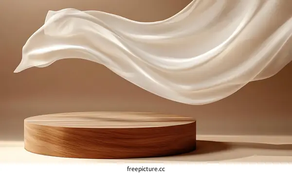 Elegant Fabric Drape on Wooden Display Stand