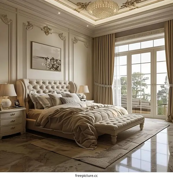 Elegant Beige Bedroom Interior Design
