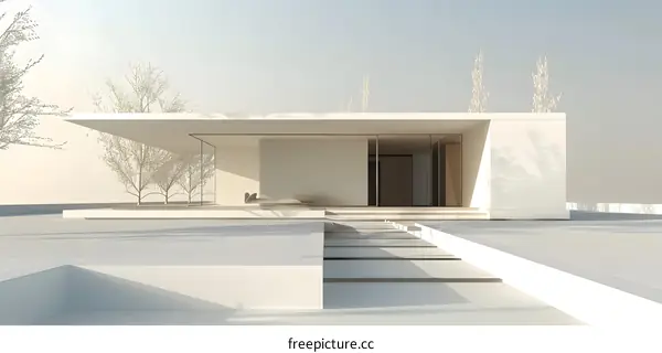 Modern Minimalist House with Pool and Landscaping