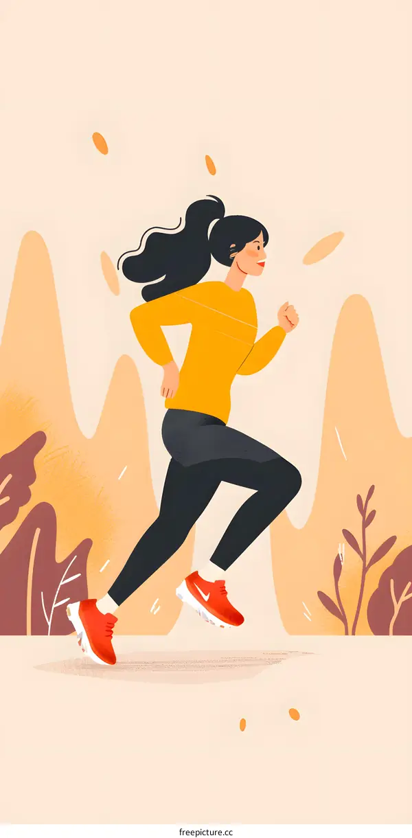 Woman Running in Nature Illustration