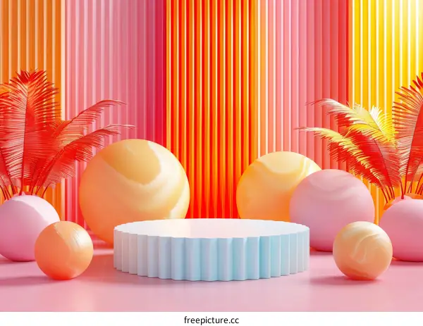 3D Rendering Illustration of Geometric Shapes on a Subtle Pink Background