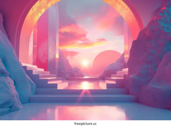 Pink Surreal Sunset Landscape