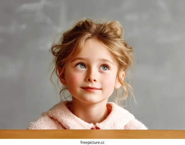 Thoughtful Child Looking Upward Portrait