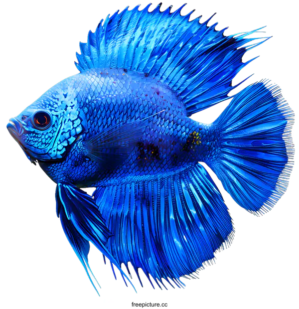 [Transparent Background PNG]Vibrant Blue Fish on White Background