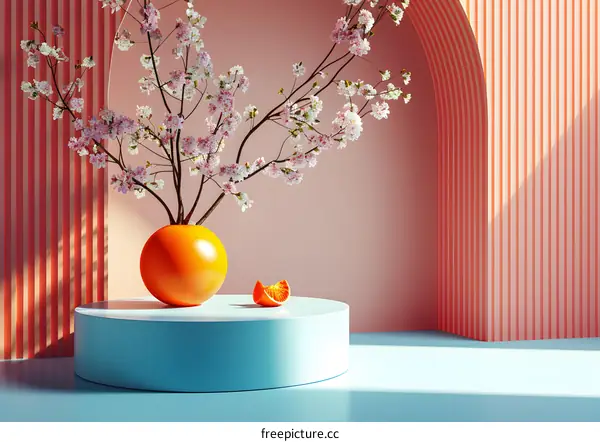 Orange Minimalistic Flower Vase Arrangement
