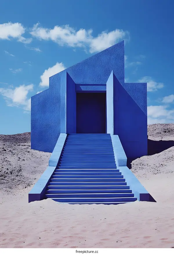 Blue Minimalist Architecture Steps Desert