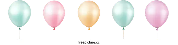 [Transparent Background PNG]Assortment of Pastel Balloons for Celebration