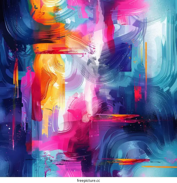 Abstract and colorful acrylic painting