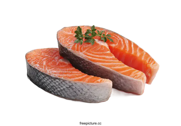 [Transparent Background PNG]Fresh Salmon Slices on White Background