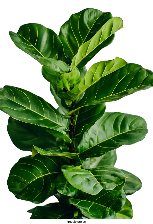 [Transparent Background PNG]Green Fiddle Leaf Fig Plant Leaves Close Up