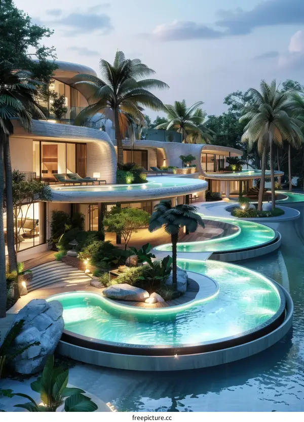 Luxury Modern Tropical Mansion with Infinity Pools