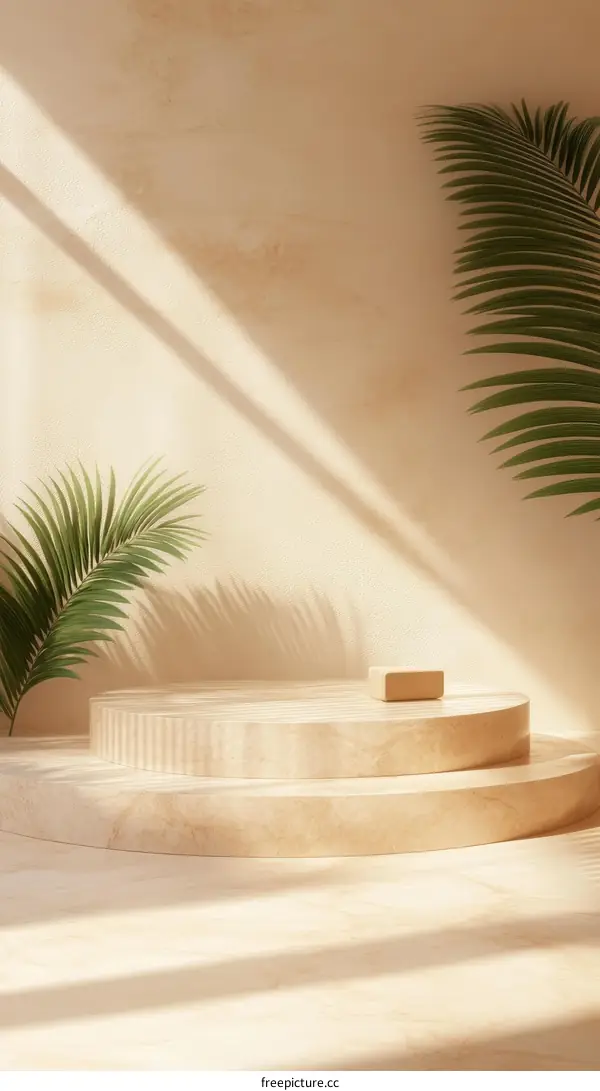 Beige Minimalist Product Display with Sunlight