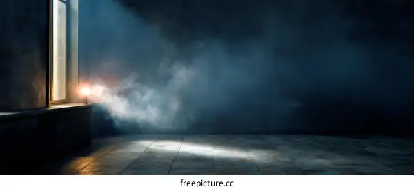 Dark Empty Interior Studio Setting with Light