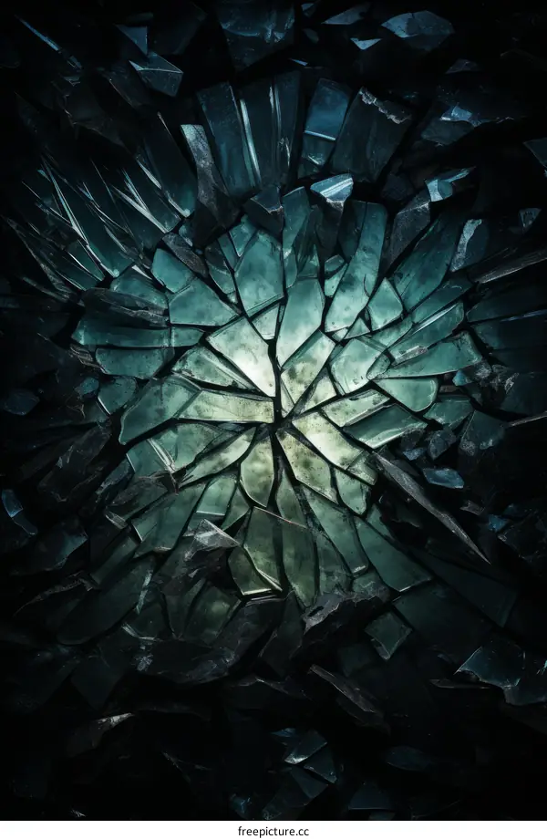 Shattered Glass on a Black Background
