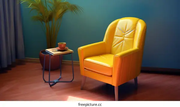 Yellow Armchair in a Blue Room